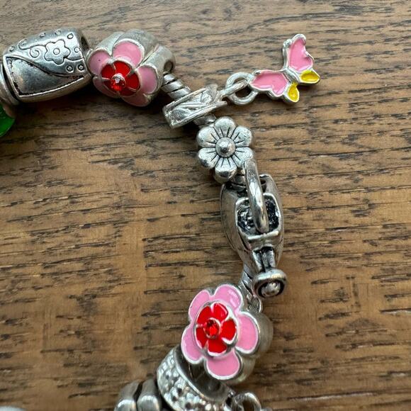 Willabee & Ward May Toggle Charm Bracelet Flower Bird Butterfly Silver Tone - Picture 3 of 5